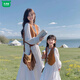 Wooden house parent-child clothing 2026 autumn mother-daughter clothing fashionable western dress family of three autumn clothing vest French women's long skirt brown vest 100 girls