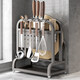 Tuojin gun gray kitchen chopping board storage rack knife holder pot lid knife spoon integrated storage rack countertop chopsticks and cutting board placement rack gun gray simple thickened stainless steel medium size (double chopstick barrel + chopping board holder + knife holder)