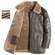 SEPTWOLVES winter middle-aged men's leather jacket plus velvet thickened fur one-piece fur jacket elderly dad wear lapel leather jacket PY212 coffee color L 175 110Jin Jin is equal to 0.5 kg or less