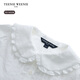 Teenie Weenie Kids 26 years new style girls cotton lady lace lapel long-sleeved shirt off-white 150 cm