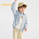 Balabala shopping mall same style Balabala children's long-sleeved shirts for boys and girls 2026 new spring and autumn plaid tops blue and white 00481 110