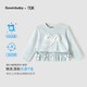 Keying GOWINBABY children's clothing girls bow T-shirt 2026 spring girls lace top sweet baby girl long-sleeved thin cute off-white T-shirt 90 (suitable for height 80cm-90cm)