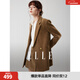 ELLE Caramel Warm Brown French Contrast Corduroy Suit Jacket Women's 2025 Winter New Silhouette Suit Light Brown S