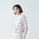 EIN Twilight Stripes EIN Yan Literary Round Neck Twilight Vine Purple Mid-Sleeve Sweater Top 2026 Early Spring New Style Light Purple S