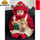 G.duck baby New Year's greetings winter baby boy's quilted and thickened super cute jumpsuit Christmas suit for going out and festive clothes cute red jumpsuit (including chest doll) 66cm
