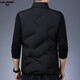 LiLang Shopping Mall Same Style Men's Lightweight Down Vest Autumn and Winter Warm Stand Collar Jacket Men's Vest Vest Sleeveless Down Black 099 M 170
