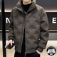 KBXNG Jinba Stand Collar Down Jacket Men's Winter New Casual Versatile Personalized Embossed Top Warm Thickened Jacket Brown M