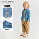 Teenie Weenie Kids 26 years new baby boy sun protection cool lyocell denim shirt blue floral gray 90 cm