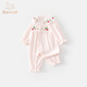 Banxidi baby clothes, spring clothes, infant jumpsuits, princess baby outing clothes, one-month-old full-moon one-year-old dress, pink 66cm