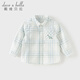 DAVE&BELLA children's plaid shirt cotton boys' shirt 2026 spring new baby boy long-sleeved top children's clothes green plaid ready stock 120 cm (recommended height 110-120cm)