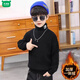 Wooden house children's clothing children's sweater all-in-one velvet turtleneck boys' sweater plus velvet thickened winter new medium and large children's bottoming shirt trendy black 100 recommended height 90-100