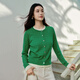 FINITY 26 spring new products new knitted sweaters simple small fragrance fake two-piece round neck cardigan for women green S