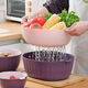 Sanqihu Double-layered Drainage Basket Kitchen Fruit Plate Washing Fruit and Vegetable Basket Green + Small + Medium + Large