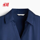 H&M women's shirt 2026 spring new style V-neck style inner fashion glossy satin shirt 0939703 dark blue XL 175/116