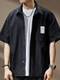 Noble American black short-sleeved shirt for men in spring and summer thin loose pure cotton casual top work shirt jacket khaki 2XL suitable for 170-190Jin Jin equals 0.5 kg