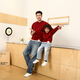 Family portrait, parent-child outfit, red New Year sweater for the Year of the Horse, New Year greeting clothes for a family of three, mother and daughter, high-end style, burgundy sweater/single piece 100, children's size 100 (recommended height 95-105cm)