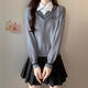 Playboy (PLAYBOY) college style POLO collar fake two-piece shirt vest sweater for women spring unique and chic small top short sweater official flagship black S recommended 80-95Jin Jin is equal to 0.5 kg