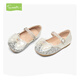 Snuffy children's princess shoes girls' crystal shoes spring little girl fashion sparkling shoes comfortable single shoes moonlight silver 25