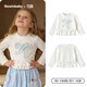 Keying GOWINBABY children's clothing girls bow T-shirt 2026 spring girls lace top sweet baby girl long-sleeved thin cute off-white T-shirt 90 (suitable for height 80cm-90cm)