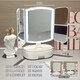 LED folding makeup mirror high-value makeup mirror student home bedroom desktop with light fill-in makeup mirror white-drawer three-color light