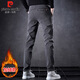Pierre Cardin casual pants for men, autumn and winter, Korean style trendy slim-fitting pants for men, plus velvet, warm long pants, dark gray plus velvet 32