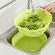 Shantou Lincun vegetable basin double-layer thickened vegetable drain basket household fruit plate storage basket multi-functional vegetable basket kitchen utensils Nordic Green