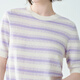 EIN Twilight Stripes EIN Yan Literary Round Neck Twilight Vine Purple Mid-Sleeve Sweater Top 2026 Early Spring New Style Light Purple S