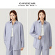 GIRDEAR 26 Early Spring Korean Style Women's Striped Loose Casual Lapel Raglan Sleeve Shirt 130082 Light Blue M (3)