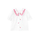 SEVEN BOBI No. 7 Children's Warehouse Girls' Korean Embroidered Short-Sleeved Shirt Summer New Style Children's Lapel Puff Sleeve Casual Top Trendy White Ready Stock 120 cm