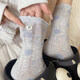 Aoyanlai miu wave dot socks women's summer mesh thin mid-tube cotton socks white