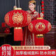 Xushansi's new door balcony solar lantern New Year's long pole lantern outdoor red lantern six-sided blessing lantern blessing character remote control LED light - battery provided Happy beads 120# Guochao Jinfu diameter 80 cm one pair