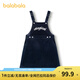 BALABALA Children's Clothing Girls Dress Autumn College Style Suspender Skirt Pure Cotton Corduroy Comfortable and Versatile Trendy Dark Blue 80821 165