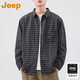 JEEP American retro casual shirt men's 2026 spring new plaid handsome trendy brand versatile fashion tops men's light gray official authentic XL recommended 140-160Jin Jin equals 0.5 kg