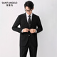 Anniversary Bird Suit Men's Australian Wool/First Suit in Life Business Formal Commuting Suit and Trouser Suit Type E (Black 84.4% Wool) 48 A(175/96) /Please note waist or trousers
