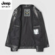 JEEP SPIRIT first layer vegetable tanned goatskin leather jacket Haining genuine leather men's leather jacket 2026 new autumn and winter middle-aged black L 170 103-117Jin Jin equals 0.5 kg