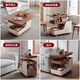 Movable side table, removable folding coffee table, small apartment, small trolley, solid wood, multifunctional, Jingdong express is fast and good, walnut color + white, can be raised and lowered at two heights