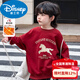 Disney Boys Red Sweatshirt Autumn and Winter New Children's Year of the Horse Thickened Zodiac New Year Plus Velvet Winter New Year's Greeting Clothes New Year Cotton Jacket Style Red Plus Velvet Thickened 150 cm