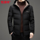 Hengyuanxiang Men's Lapel Down Jacket Winter New Middle-aged and Elderly Warm and Cold-proof Thickened Jacket Dad Loose Casual Top Black L 175