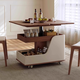 Movable side table, removable folding coffee table, small apartment, small trolley, solid wood, multifunctional, Jingdong express is fast and good, walnut color + white, can be raised and lowered at two heights