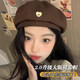 Beret women's 2023 new spring and autumn cloud octagonal painter's hat showing face small brown brown M extra size (60-65c)