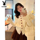 Playboy (PLAYBOY) Design Love Button Sweater Cardigan Women's Autumn and Winter Cardigan Temperament Gentle Loose Irregular Long Sleeve Knitted Top Brown S