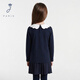 JACADI girls French long-sleeved T-shirt 2026 spring new lace collar cotton casual top trendy navy 123 105 /4A