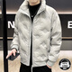 KBXNG Jinba Stand Collar Down Jacket Men's Winter New Casual Versatile Personalized Embossed Top Warm Thickened Jacket Brown M