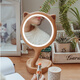 Anniversary gift, high-end original design solid wood makeup mirror, LED makeup table decoration for girlfriend, cute and creative Miss Meow makeup mirror, beech wood glossy model