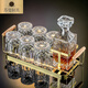 Tuojin whiskey glass and bottle combination set foreign wine glass crystal glass high-end wineware flask European home hand-painted ice cracked style_6 pieces + 750ml wine bottle + handle cup holder 300ml