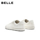 Belle versatile simple white shoes for women 2026 Xia Xin shopping mall same style cowhide thin-soled casual shoes BIH23BM6 beige 33