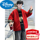 Disney boys' Hanfu children's new coat Tang suit Chinese style plus velvet and thickened red New Year's greeting suit zodiac New Year's New Year cotton coat style red plus velvet and thickened 100