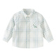 DAVE&BELLA children's plaid shirt cotton boys' shirt 2026 spring new baby boy long-sleeved top children's clothes green plaid ready stock 120 cm (recommended height 110-120cm)