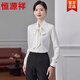 Hengyuanxiang white satin shirt women's spring and autumn commuting drape no-iron bow ribbon top women's long-sleeved work shirt white S