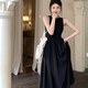 Ono seven days black sleeveless French little scent style dress for women in summer retro temperament Hepburn pure temperament high-end long skirt French retro dress L